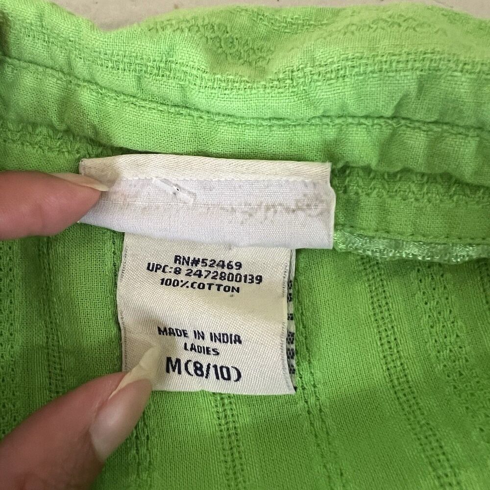 Faded Glory Button Down Shirt Womens Medium Lime Green 3/4 Sleeve Y2k Textured - Picture 6 of 10